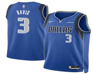 Mens Dallas Mavericks #3 Anthony Davis Blue 2025 Icon Edition Stitched Jersey Dzhi